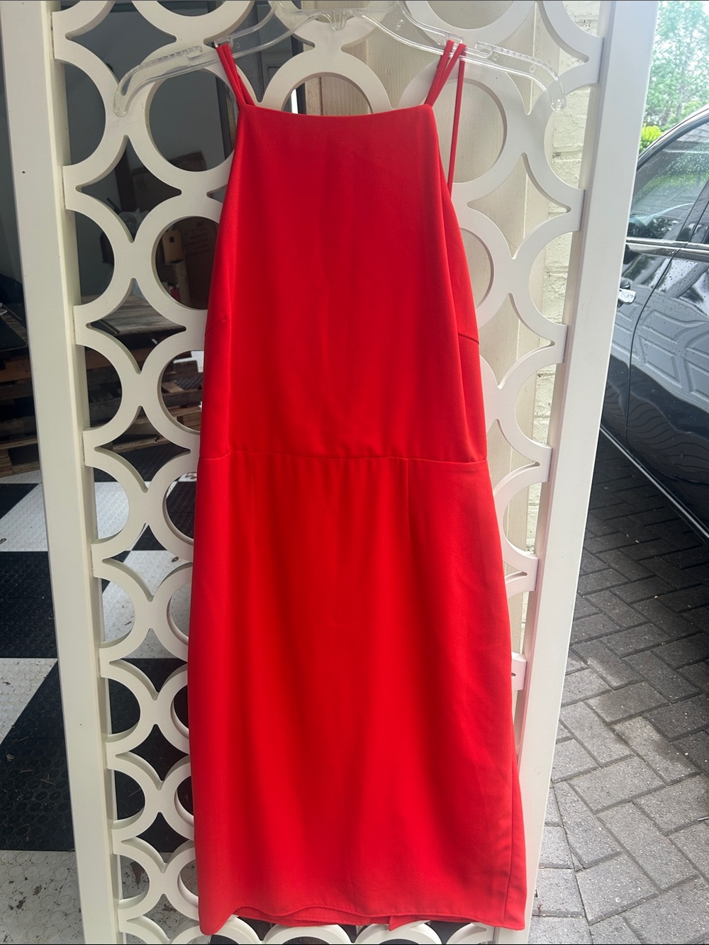 Sleeveless Asymmetrical Red Slip Dress with Double Straps